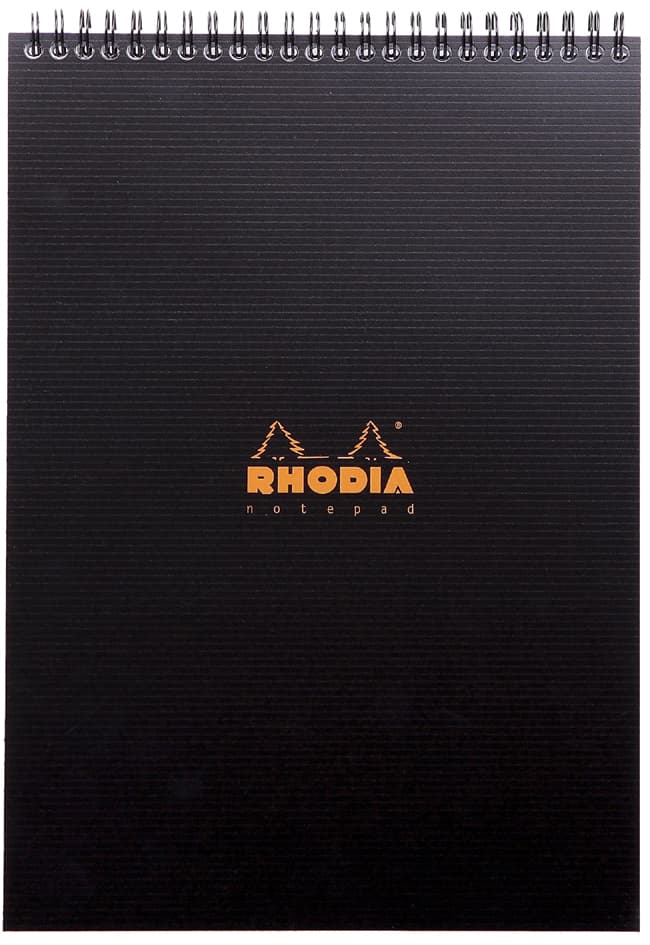 Rhodia Spiralnotizblock Notepad, Din A4, Kariert, Schwarz