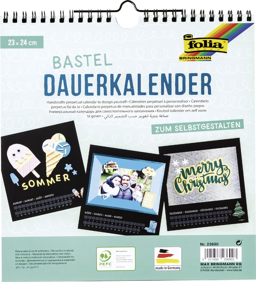 Folia Kreativ-Wandkalender, 230 X 240 Mm, Schwarz