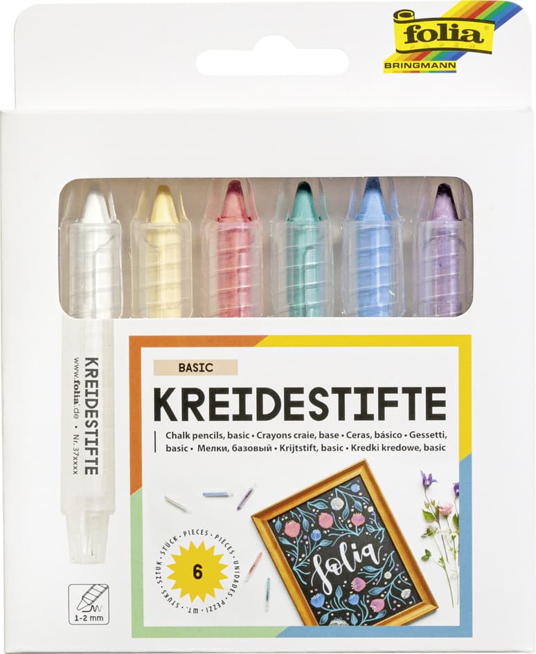 Folia Kreidestifte-Set, Farbig Sortiert, 6er Etui