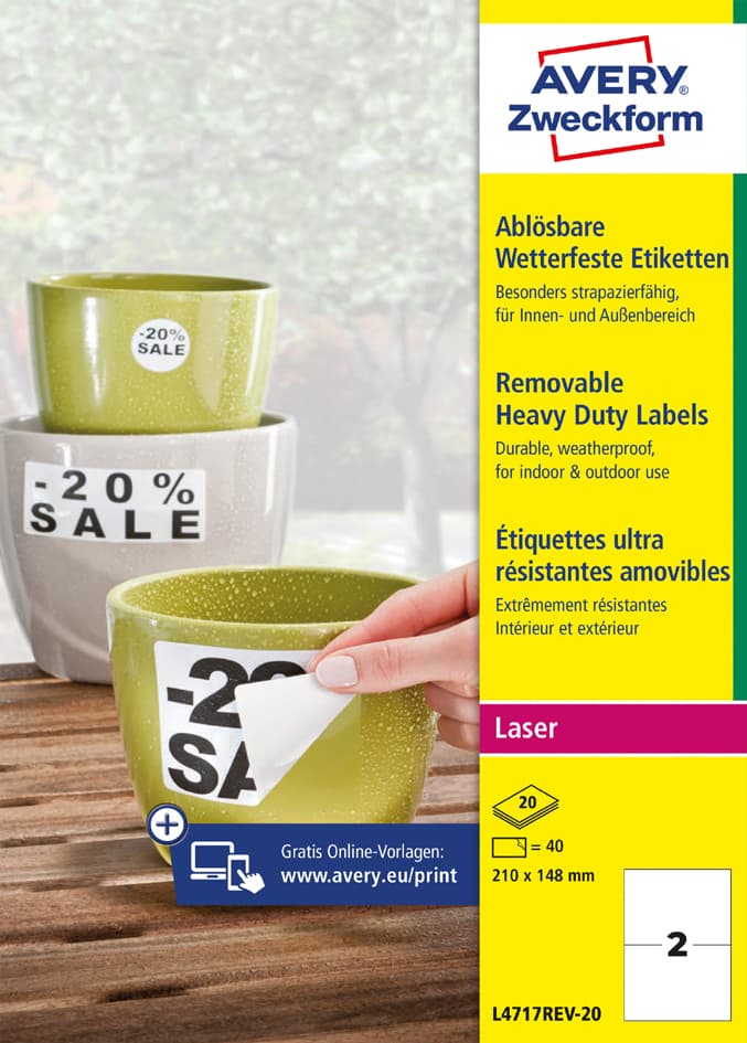 Avery Zweckform Wetterfeste Etiketten, 70 X 37 Mm, Ablösbar