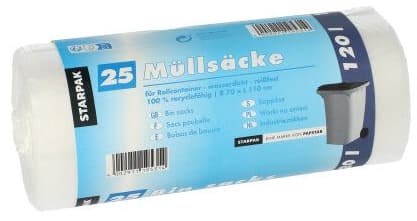 Starpak Müllsäcke Hdpe, 120 Liter, Transparent