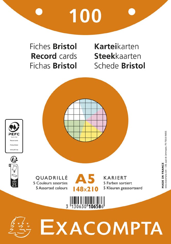 Exacompta Karteikarten, Din A5, Liniert, Rosa