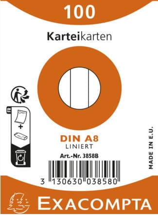 Exacompta Karteikarten, Din A8, Blanko, Weiß