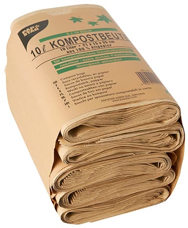 Papstar Kompostbeutel, 10 Liter, Braun, 10er
