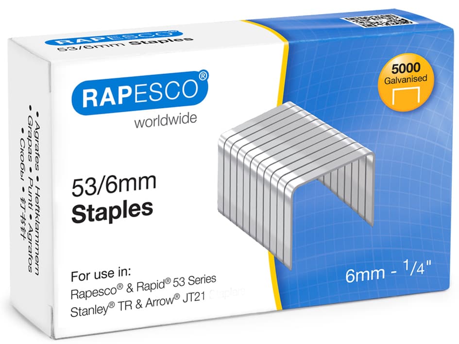 Rapesco Heftklammern 53/6, Verzinkt, 5.000 Stück