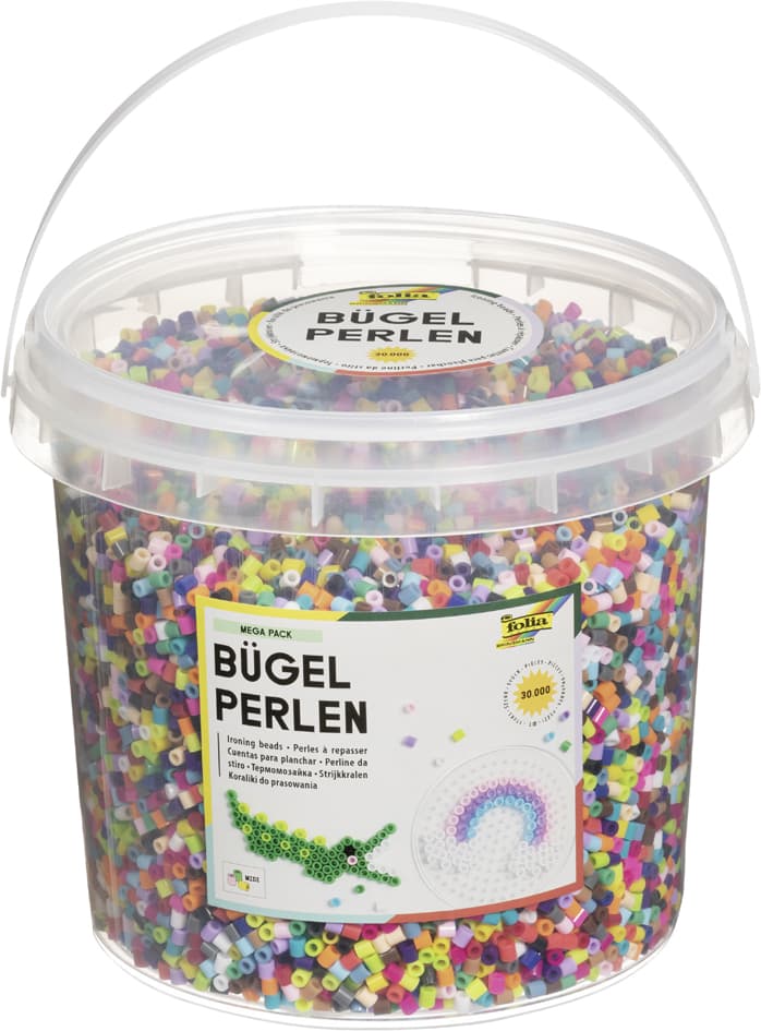 Folia Bügelperlen, Farbig Sortiert, 30.000 Stück, Eimer