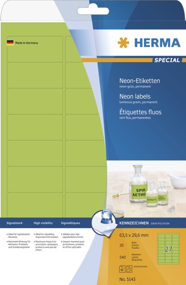 Herma Universal-Etiketten Special, 63,5 X 29,6 Mm, Orange