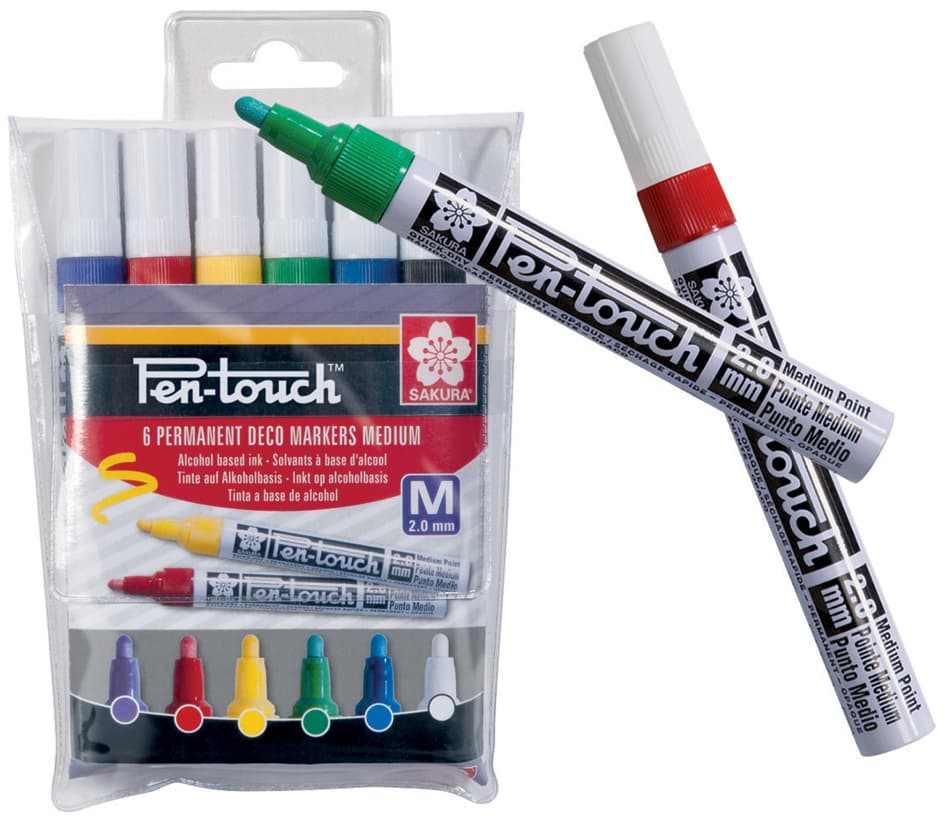 Sakura Permanent-Marker Pen-Touch Mittel, 6er Etui