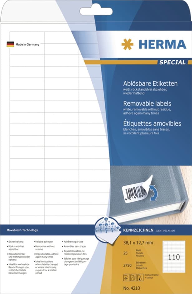 Herma Universal-Etiketten Special, 38,1 X 12,7 Mm, Weiß