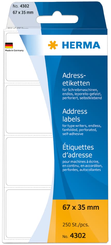Herma Adress-Etiketten, 95 X 48 Mm, Leporello Gefalzt, Weiß