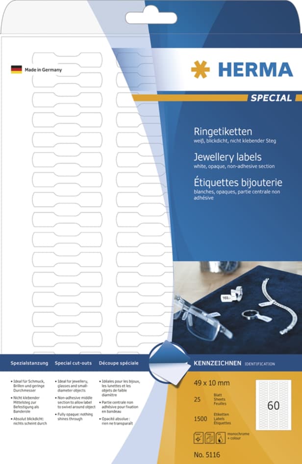 Herma Ringetiketten Special, 49 X 10 Mm, Weiß