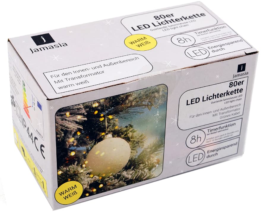 Jamasia Led-Lichterkette, Grün, 80 Lichter, Ip 44