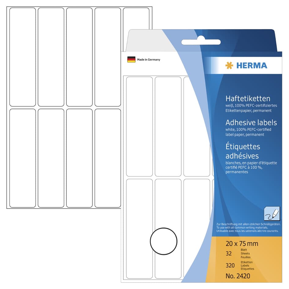 Herma Vielzweck-Etiketten, 8 X 20 Mm, Weiß, Großpackung