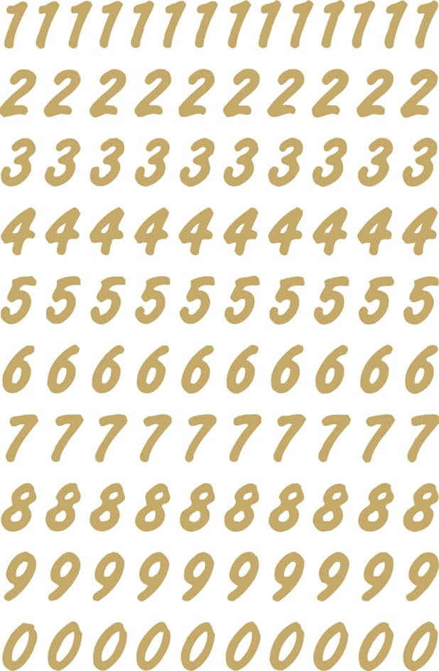 Herma Zahlen-Sticker 0-9, Folie Transparent, Zahlen Gold