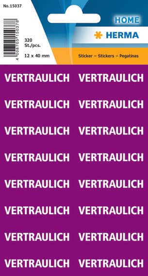 Herma Textetiketten , Vertraulich, , 12 X 40 Mm, Lila / Weiß