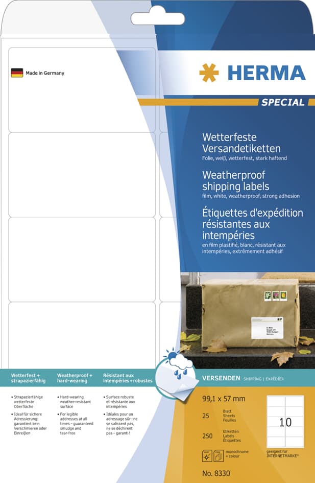 Herma Wetterfeste Versand-Etiketten Special, 99,1 X 67,7 Mm