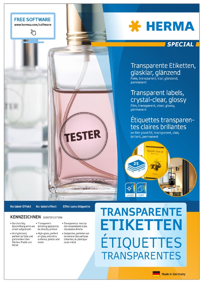 Herma Transparente Folien-Etiketten Special, 45,7 X 21,2 Mm