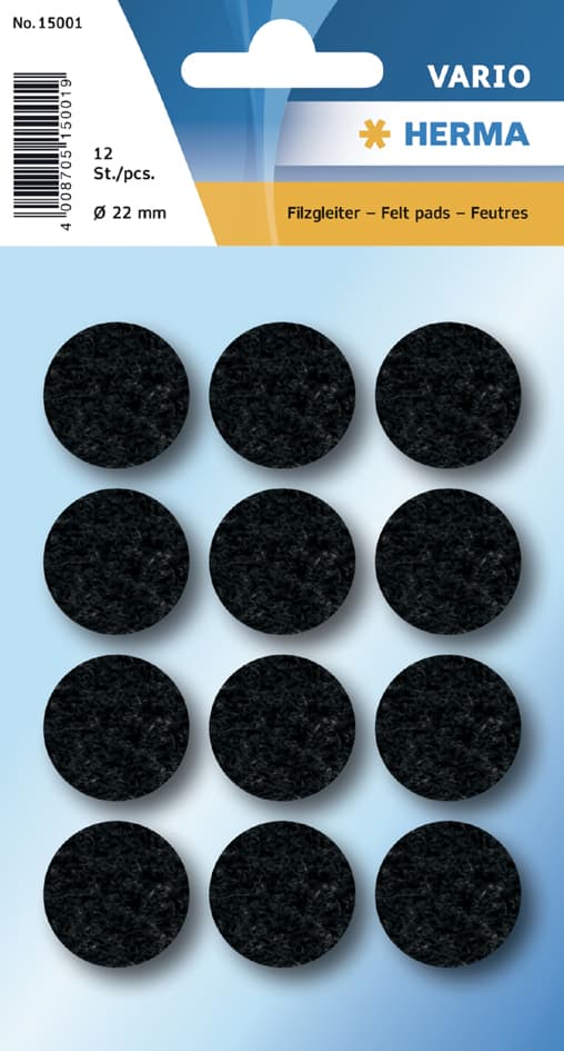 Herma Filzgleiter, Durchmesser: 22 Mm, Schwarz