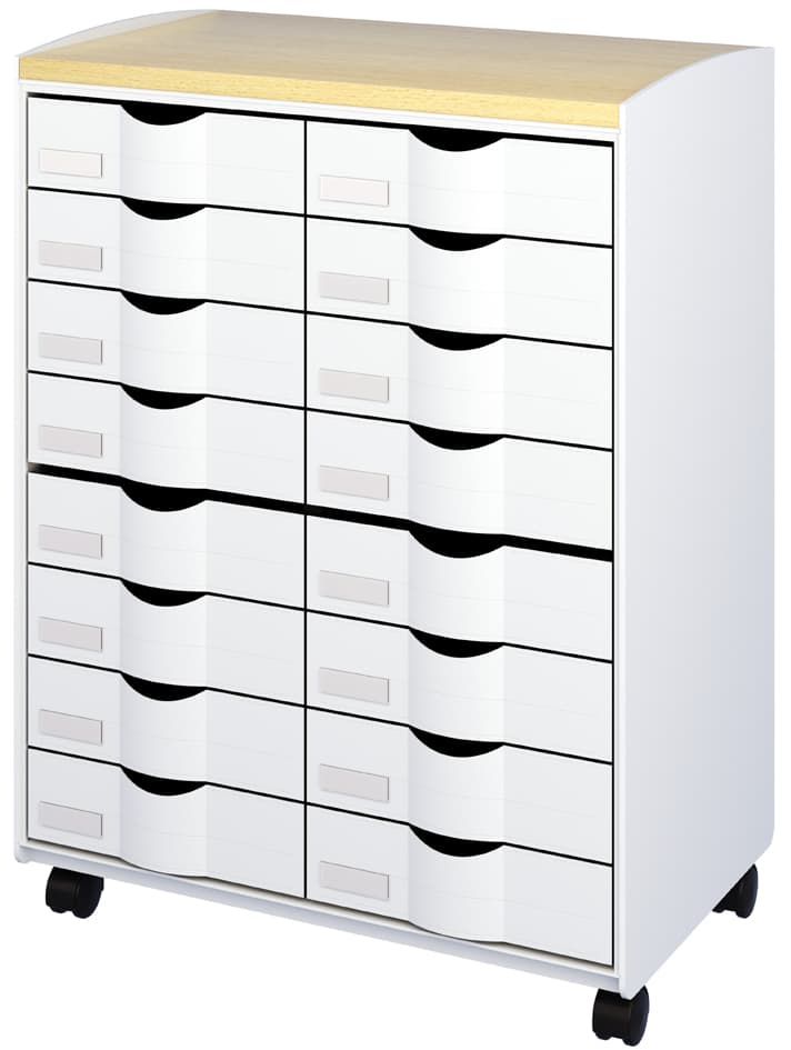 Paperflow Rollwagen, 16 Schübe Grau / Buche