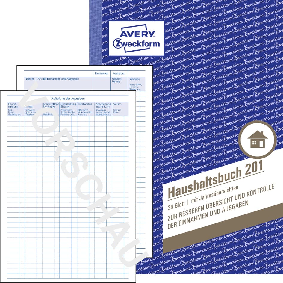Avery Zweckform Formularbuch , Haushaltsbuch, , A5, 36 Blatt