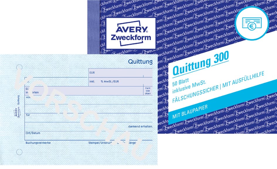 Avery Zweckform Formularbuch , Quittung, , A6 Quer, 50 Blatt