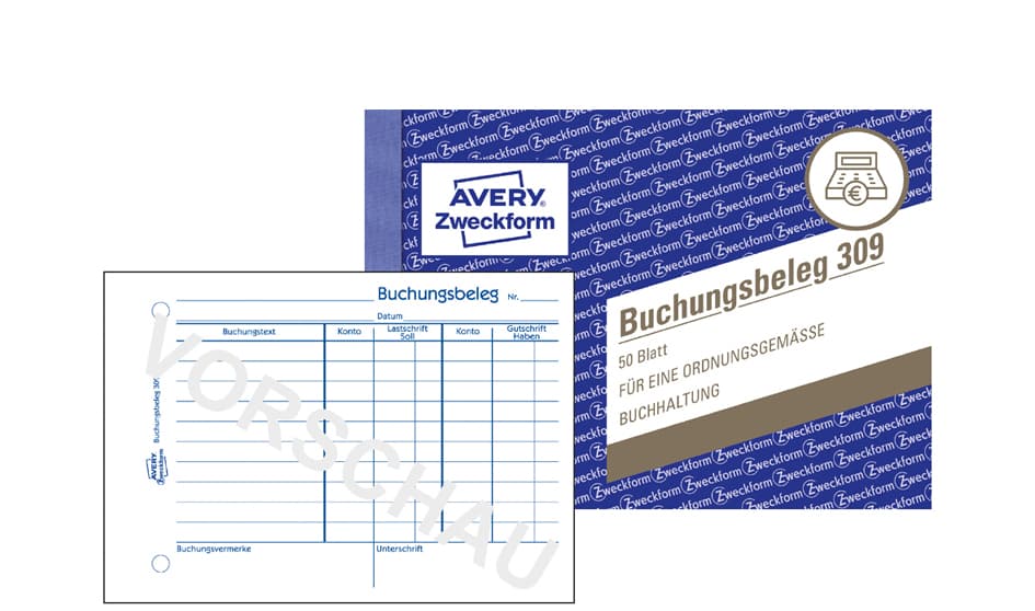 Avery Zweckform Formularbuch , Buchungsbeleg, , A6 Quer