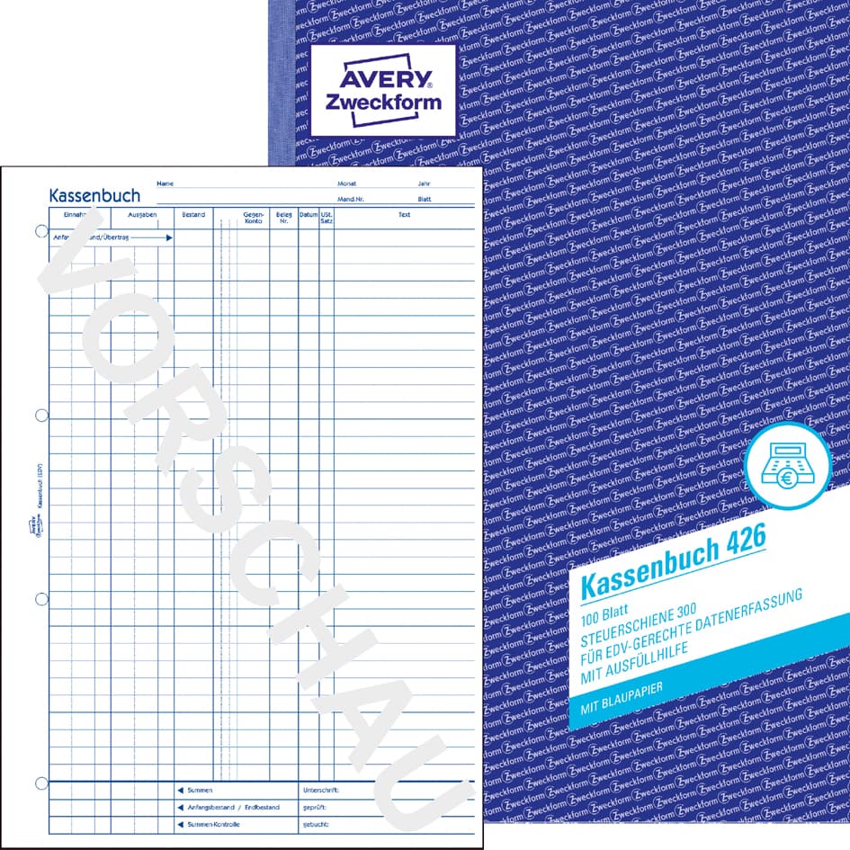 Avery Zweckform Formularbuch , Kassenbuch Edv, , A4, 100 Blatt