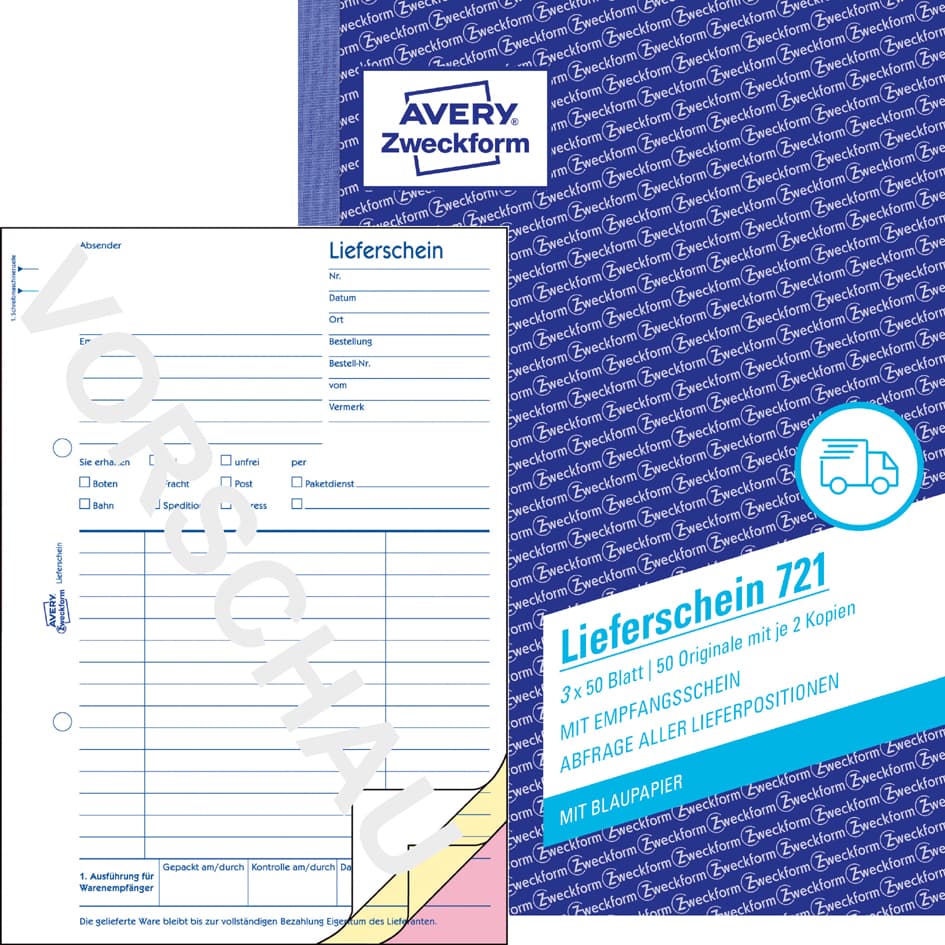 Avery Zweckform Formularbuch , Liefer-/Empfangsschein, , A5