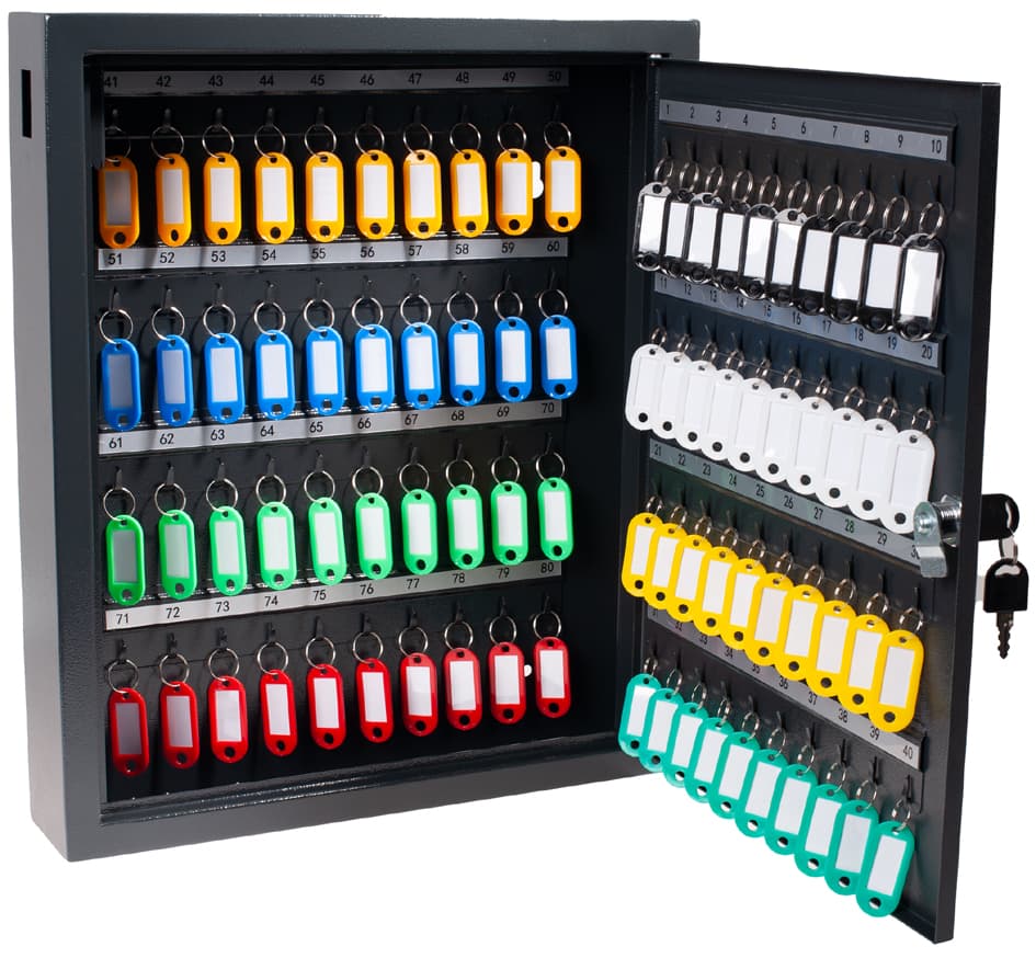 Pavo Schlüsselschrank Deluxe, Für 80 Schlüssel, Dunkelgrau
