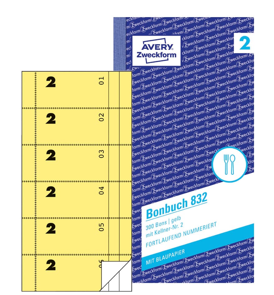 Avery Zweckform Formularbuch , Bonbuch, , 105 X 198 Mm, Gelb