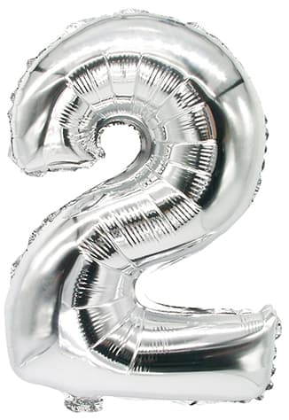 Papstar Folienballon , Zahlen, , Ziffer: 2 , Silber