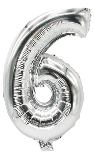Papstar Folienballon , Zahlen, , Ziffer: 6, Silber