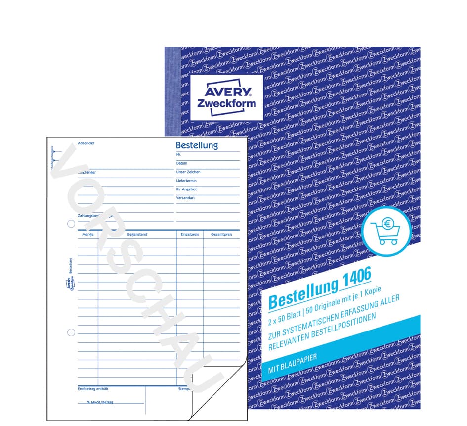 Avery Zweckform Formularbuch , Bestellung, , A5, 2 X 50 Blatt