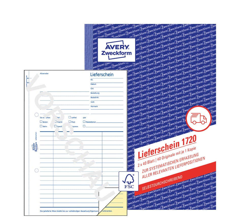 Avery Zweckform Formularbuch , Lieferschein, , Sd, , A5