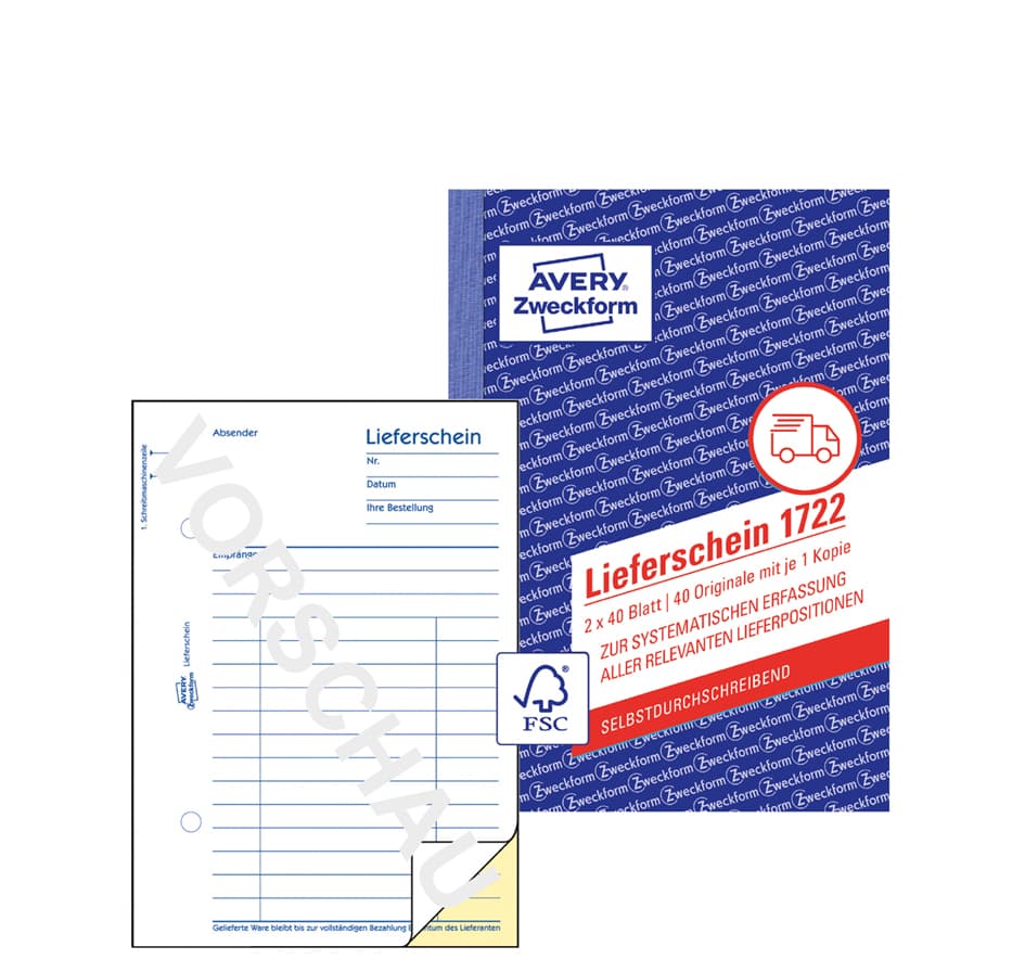 Avery Zweckform Formularbuch , Lieferschein, , Sd, A6