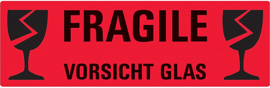 Avery Zweckform Hinweisetikett , Vorsicht Glas, , 119 X 38 Mm