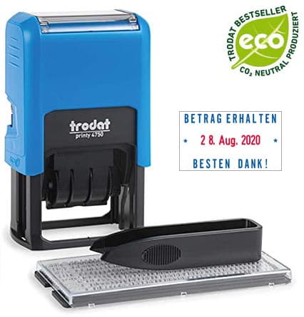 Trodat Datumstempel Printy 4.0 4750 Typo Set, Blau