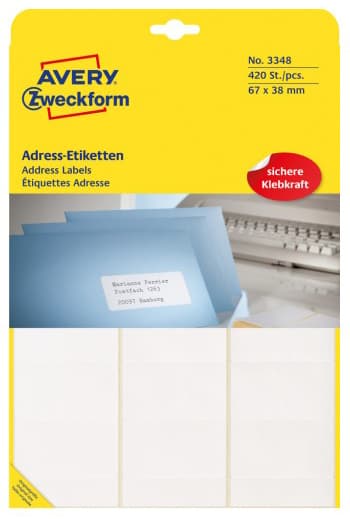 Avery Zweckform Adress-Etiketten, 67 X 38 Mm, Auf Bogen