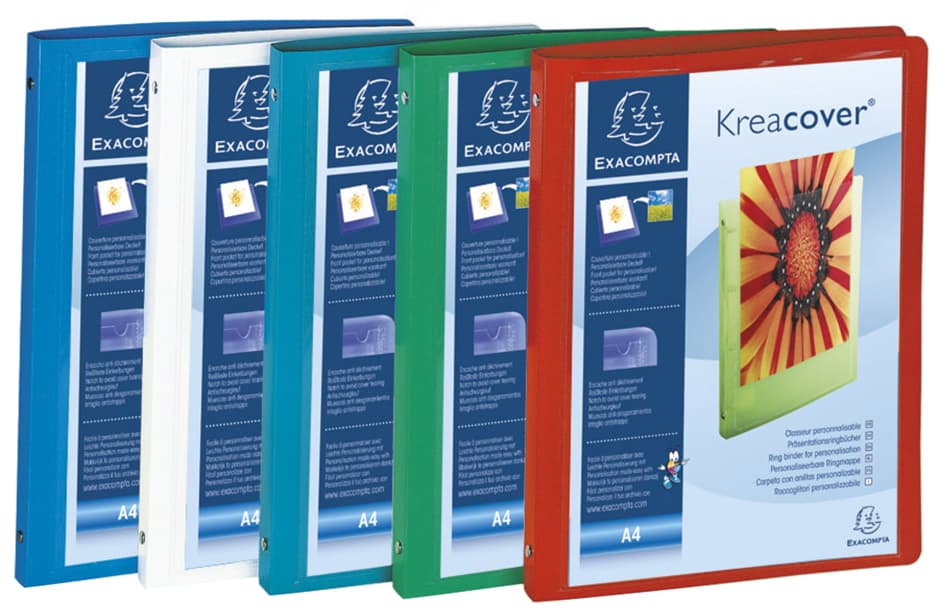 Exacompta Ringbuch Kreacover, Pp, 4-Ring-Mechanik, A4, Sort.