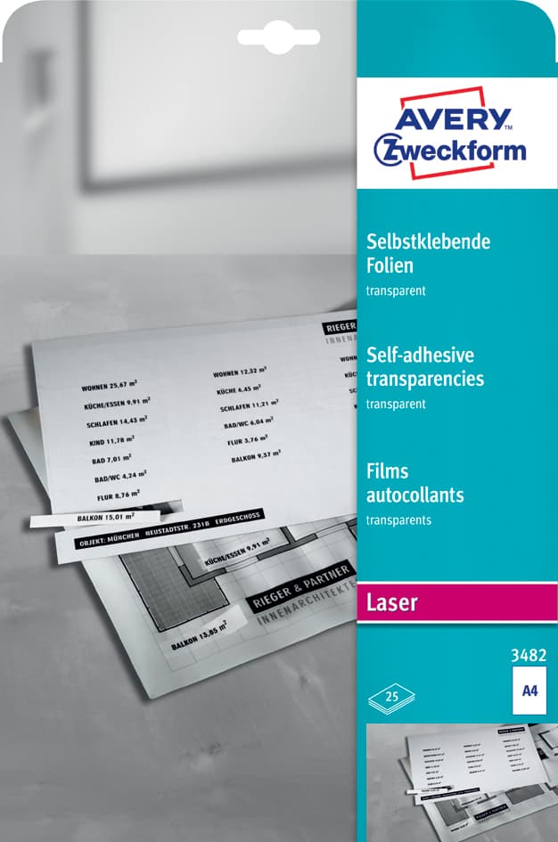 Avery Zweckform Laser/Kopier-Folien A4 Transparent 100 Stück