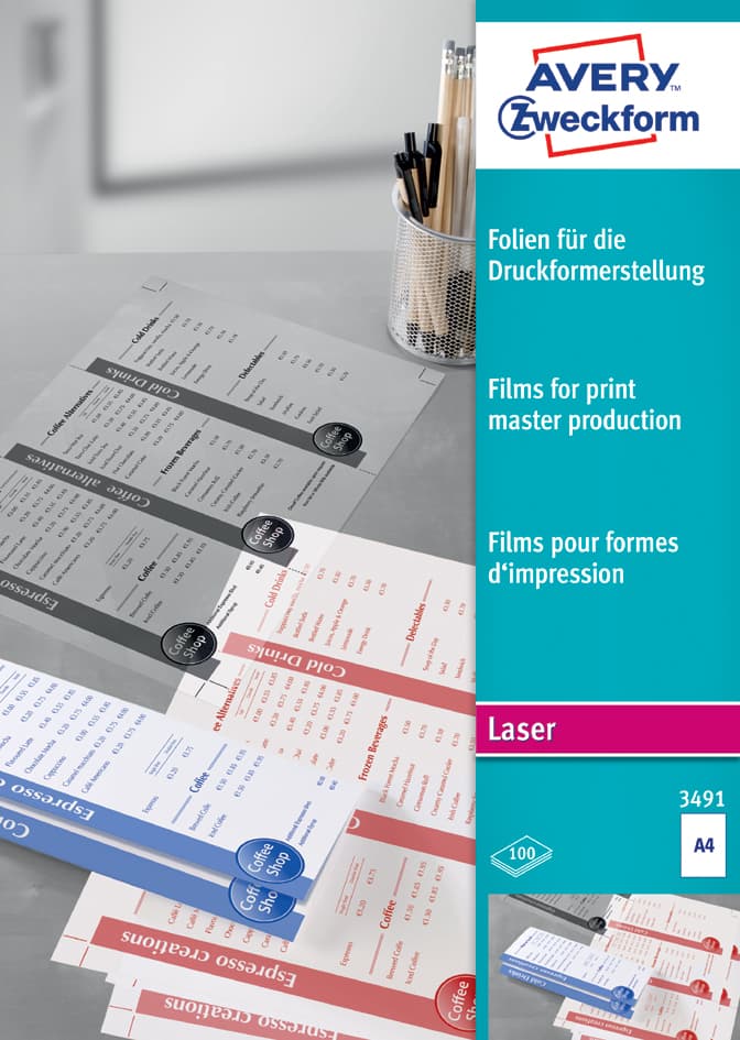 Avery Zweckform Laser-Folie A4, Zur Druckformerstellung