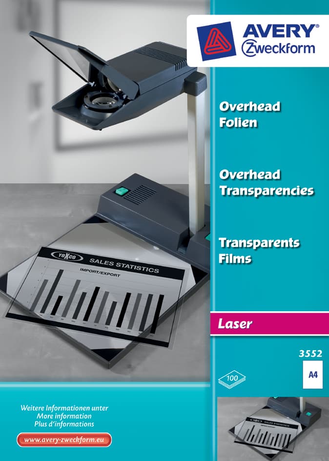 Avery Zweckform Ohp-Folien A4, Klar, 0,13 Mm,