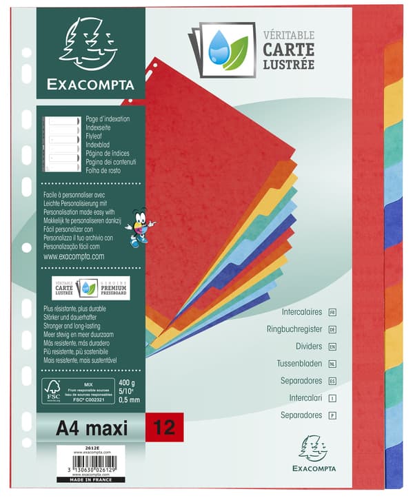 Exacompta Karton-Register, Din A4+, 12-Teilig