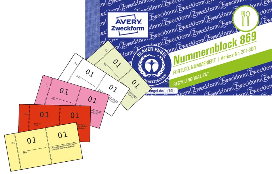 Avery Zweckform Nummernblock 1 - 1000, 105 X 53 Mm, Grün