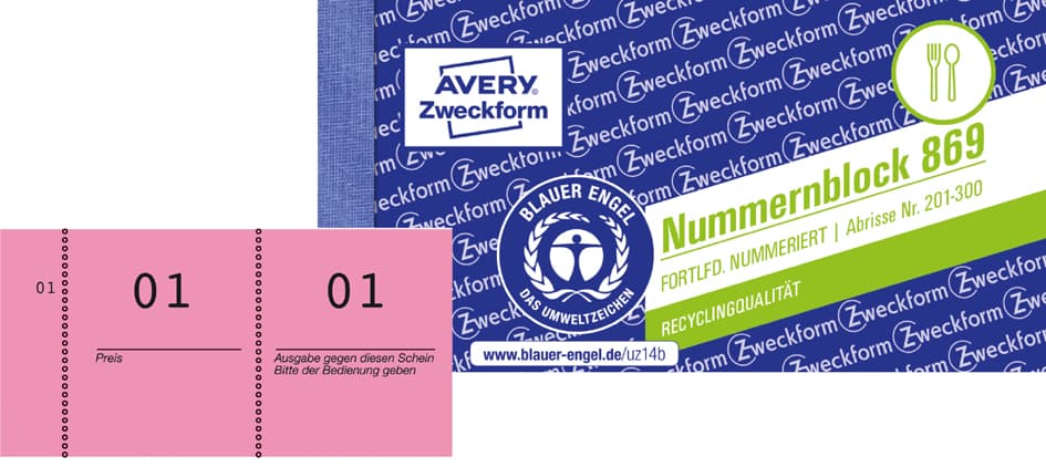 Avery Zweckform Nummernblock 1 - 1000, 105 X 53 Mm, Rot