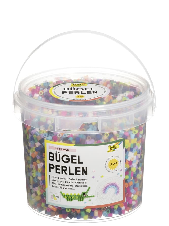 Folia Bügelperlen, Farbig Sortiert, 12.000 Stück, Eimer