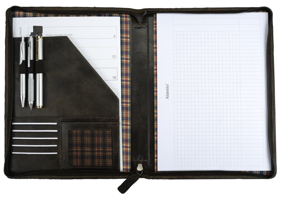 Pride&Soul Schreibmappe, Für Din A4, Leder, Braun