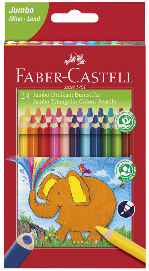 Faber-Castell Dreikant-Buntstifte Jumbo, 24er Etui