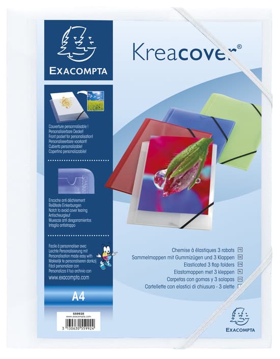 Exacompta Eckspannermappe Kreacover, Din A4, Pp, Weiß