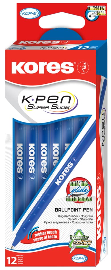Kores Einweg-Kugelschreiber K-Pen Super Slide K0, Schwarz
